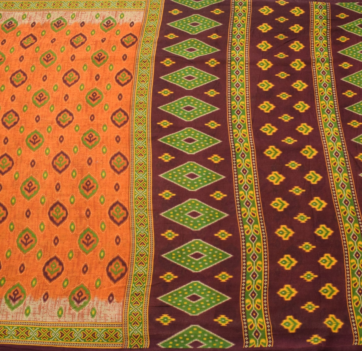 Sushila Vintage Rust Saree 100% Pure Cotton Printed Daily Wear Soft Craft Fabric