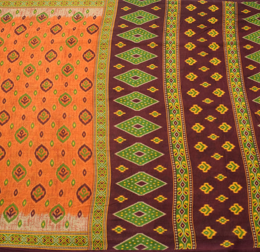 Sushila Vintage Rust Saree 100% Pure Cotton Printed Daily Wear Soft Craft Fabric