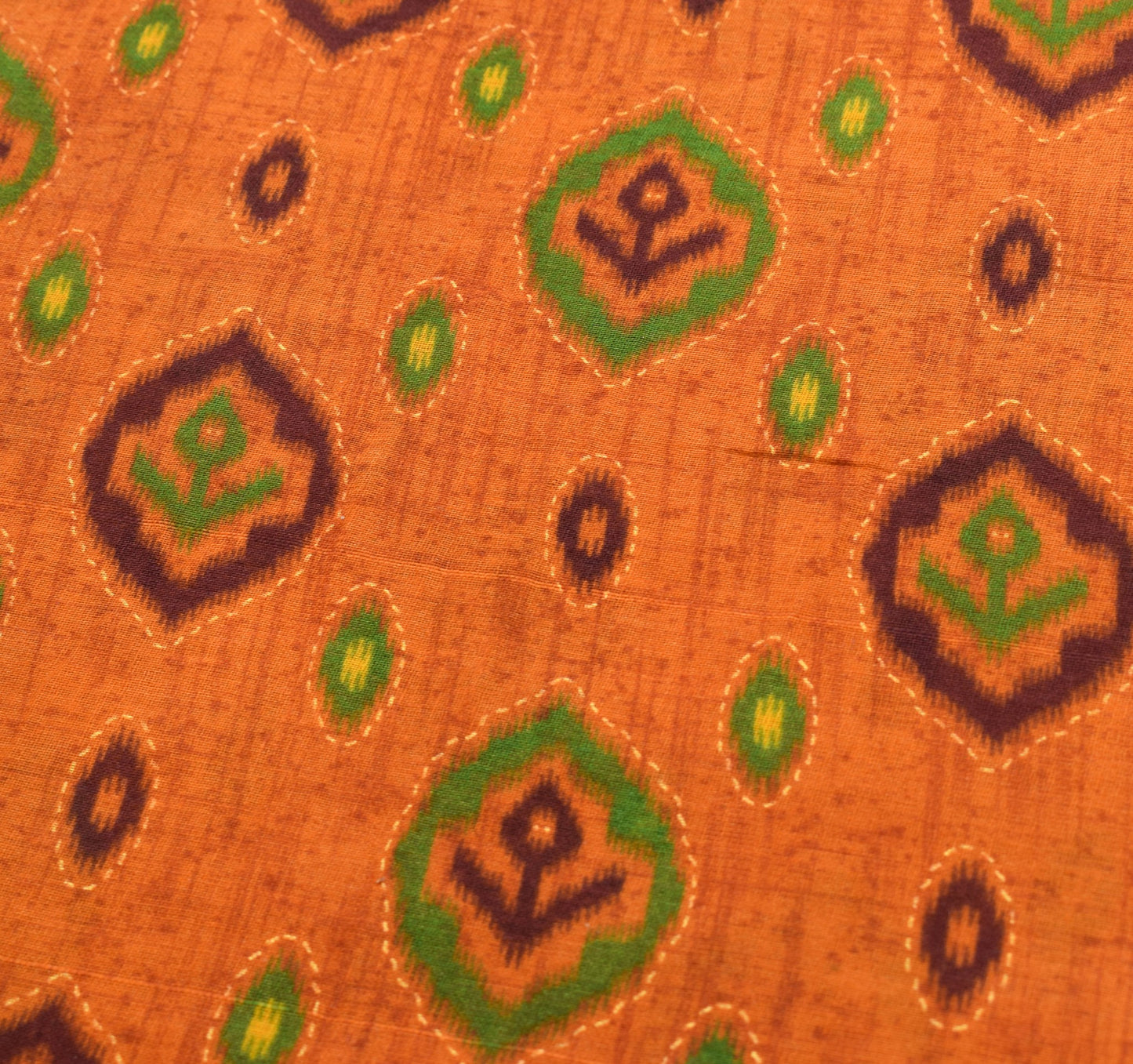 Sushila Vintage Rust Saree 100% Pure Cotton Printed Daily Wear Soft Craft Fabric