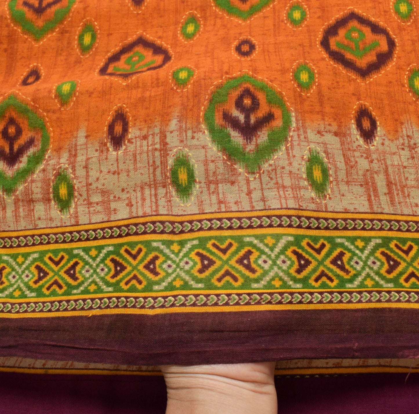 Sushila Vintage Rust Saree 100% Pure Cotton Printed Daily Wear Soft Craft Fabric