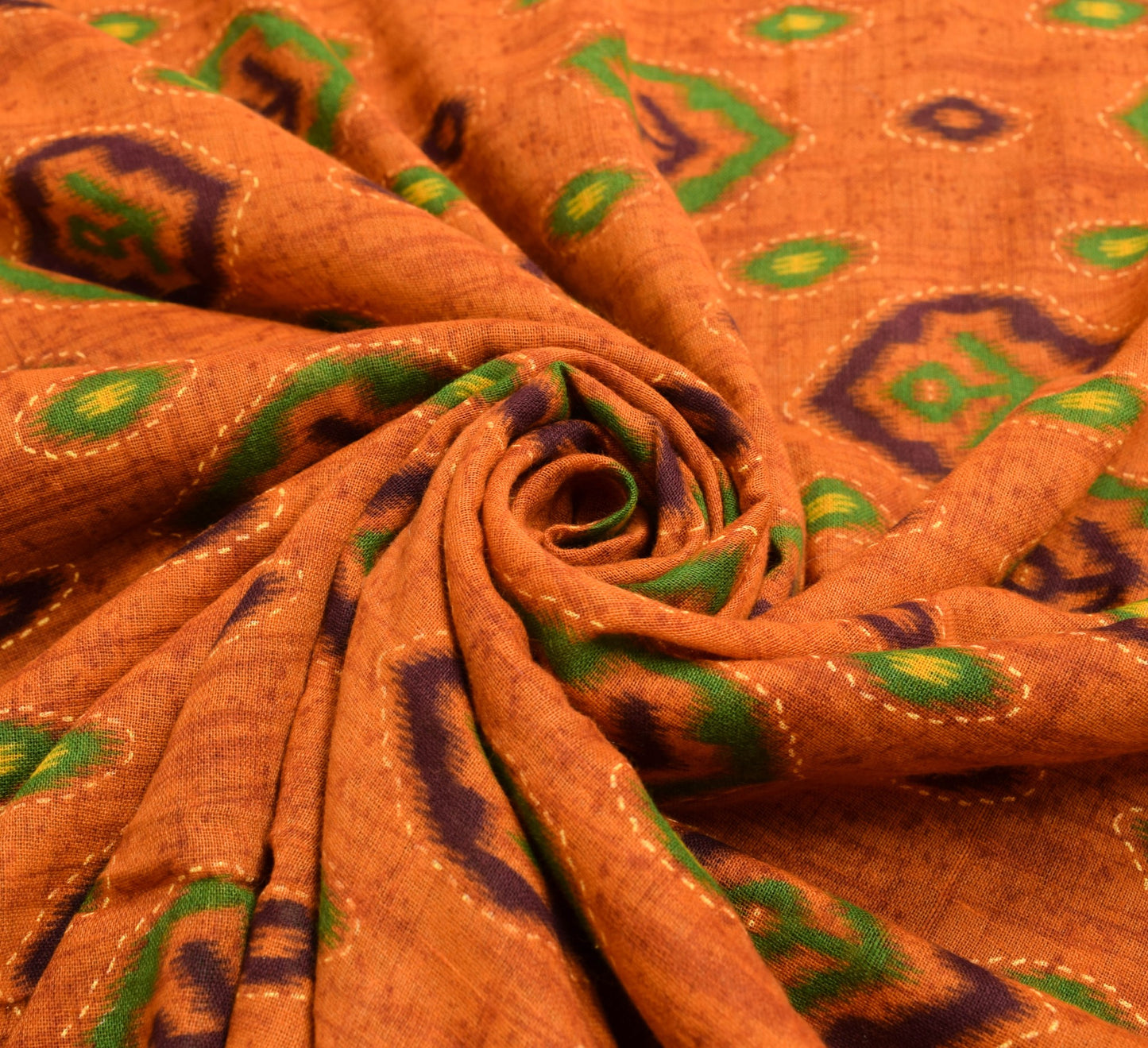 Sushila Vintage Rust Saree 100% Pure Cotton Printed Daily Wear Soft Craft Fabric