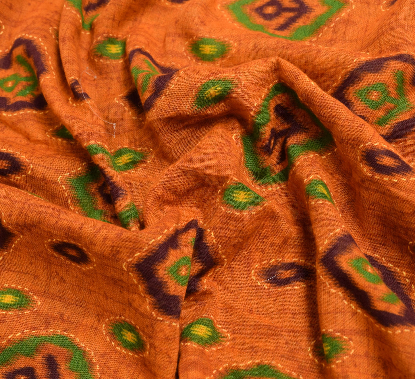Sushila Vintage Rust Saree 100% Pure Cotton Printed Daily Wear Soft Craft Fabric