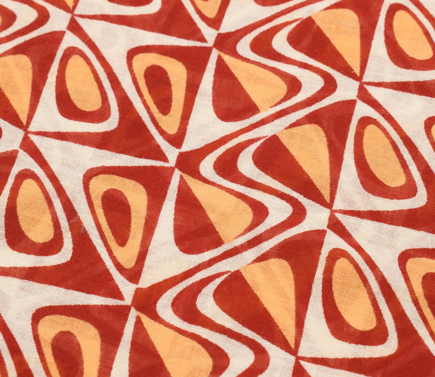 Sushila Vintage Red Saree 100% Pure Cotton Geometrical Printed Soft Craft Fabric