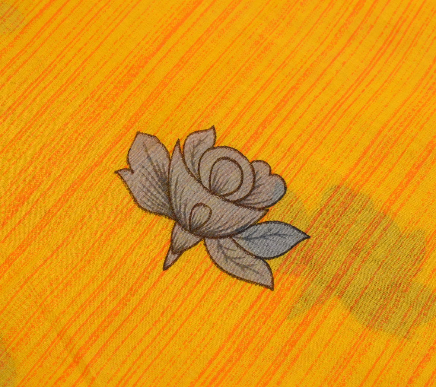 Sushila Vintage Saree 100% Pure Cotton Printed Yellow Floral Women Craft Fabric