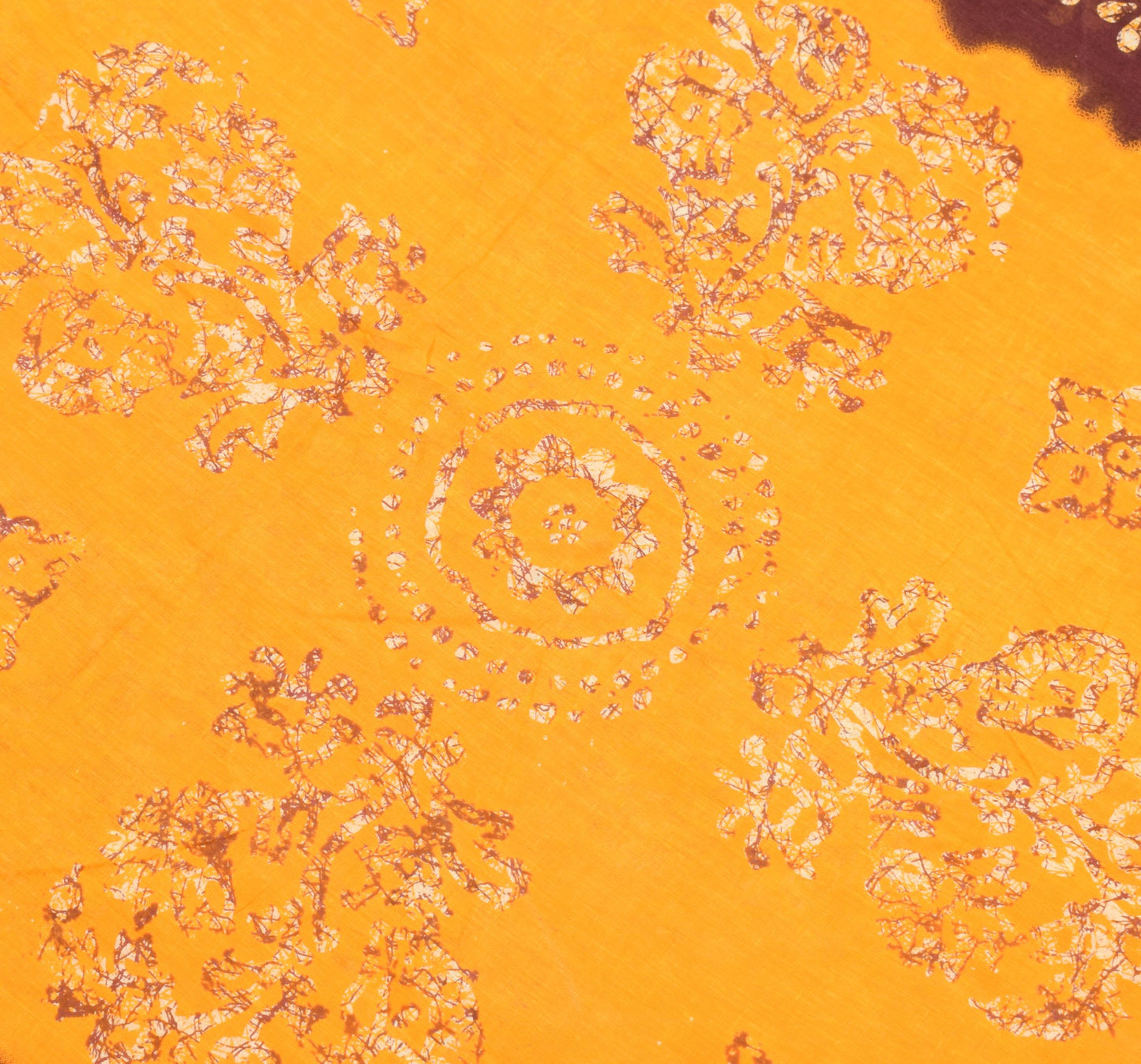 Sushila Vintage Yellow  Saree 100% Pure Cotton Batik Printed Soft Craft Fabric