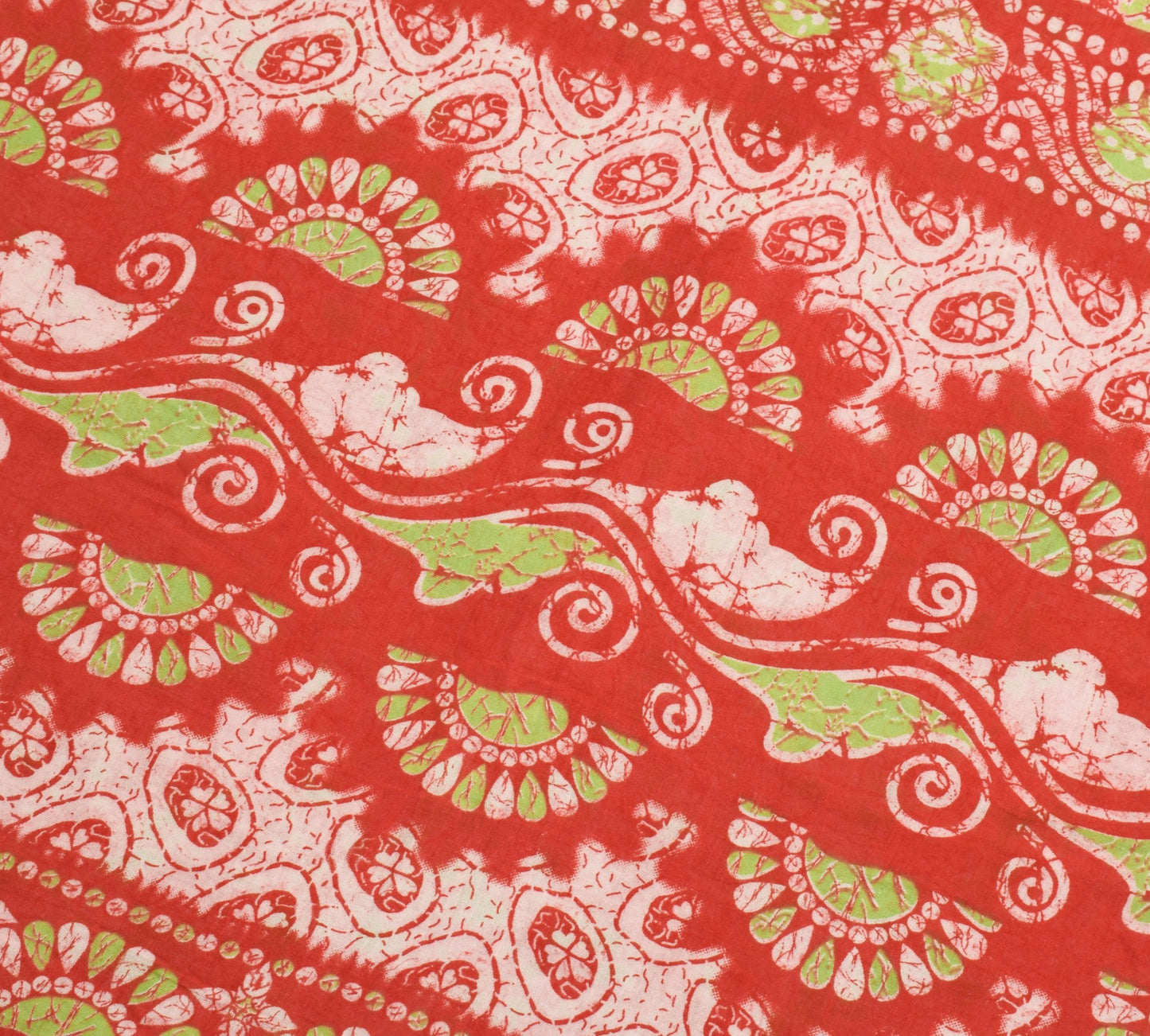 Sushila Vintage Red Women Saree 100% Pure Cotton Printed Soft Craft Fabric