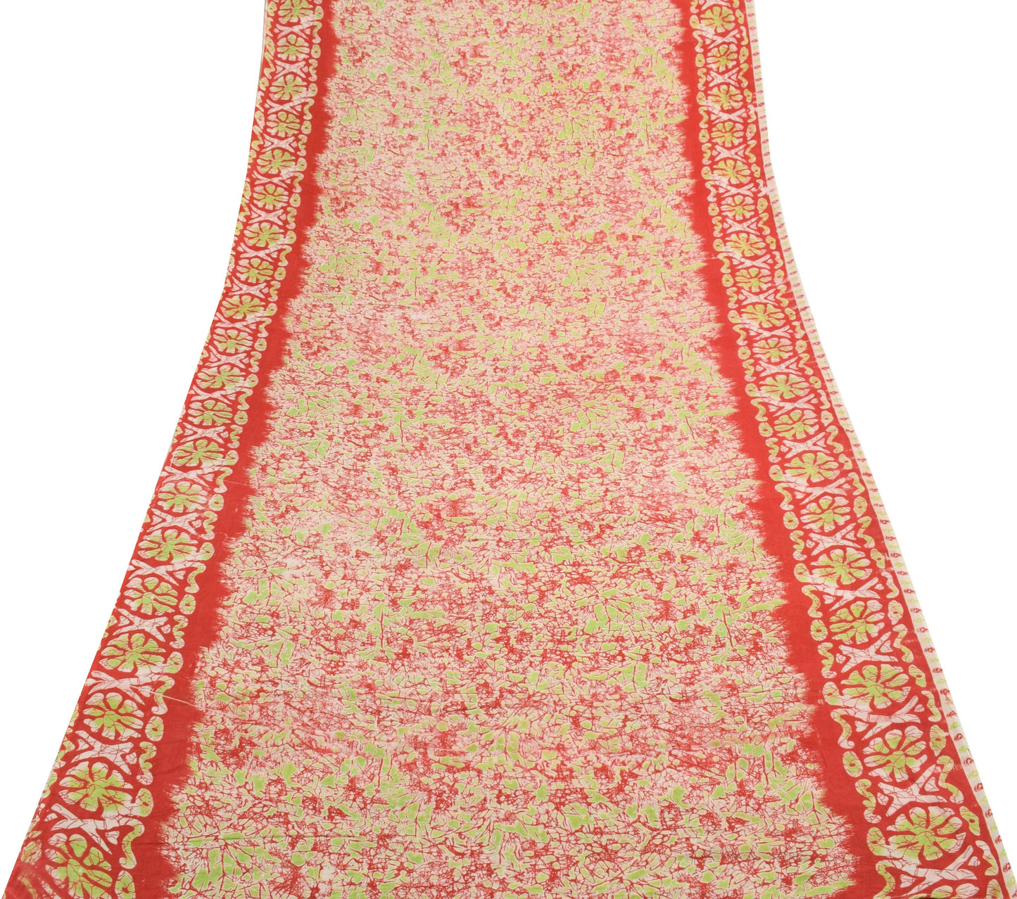 Sushila Vintage Red Women Saree 100% Pure Cotton Printed Soft Craft Fabric