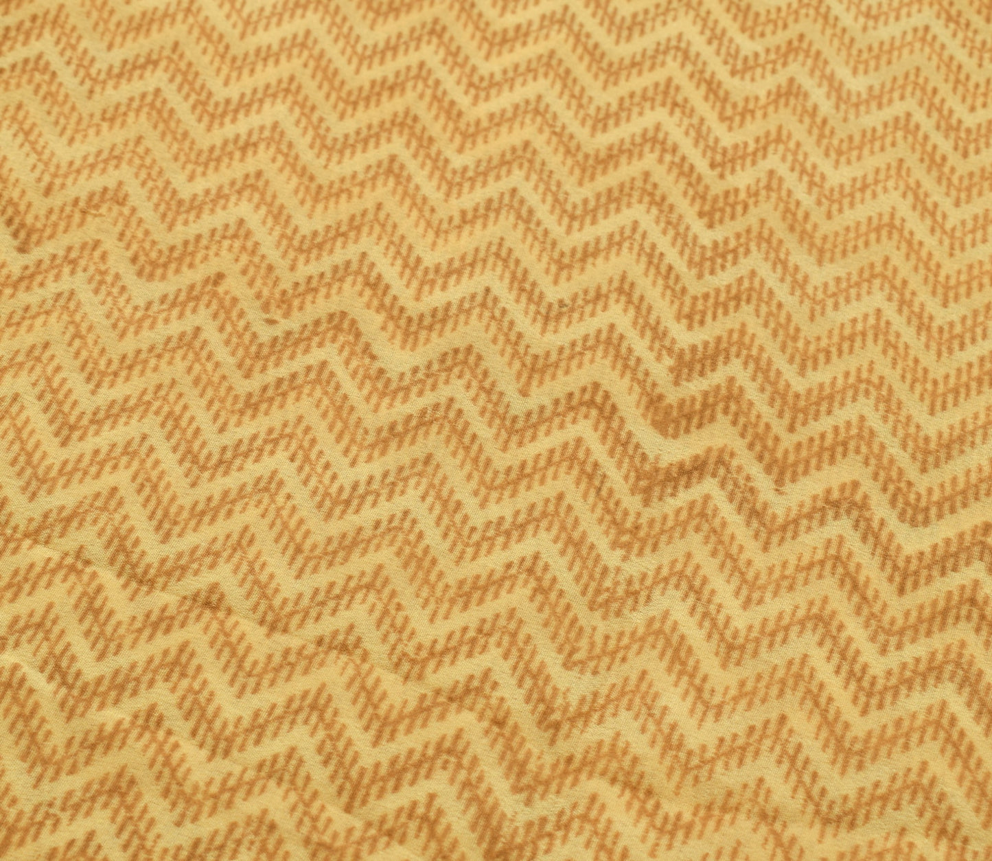 Sushila Vintage Beige Saree 100%Pure Georgette Silk Zig-Zag Printed Craft Fabric