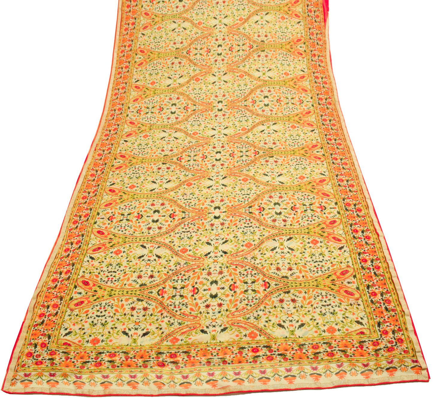 Sushila Vintage Saree Pure Georgette Silk Printed Cream Floral Daily Wear Fabric