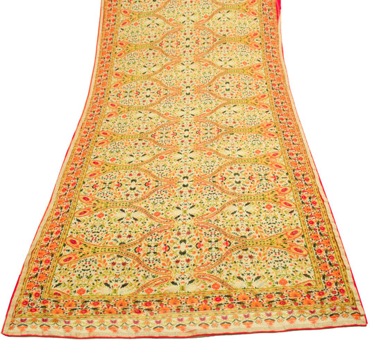 Sushila Vintage Saree Pure Georgette Silk Printed Cream Floral Daily Wear Fabric