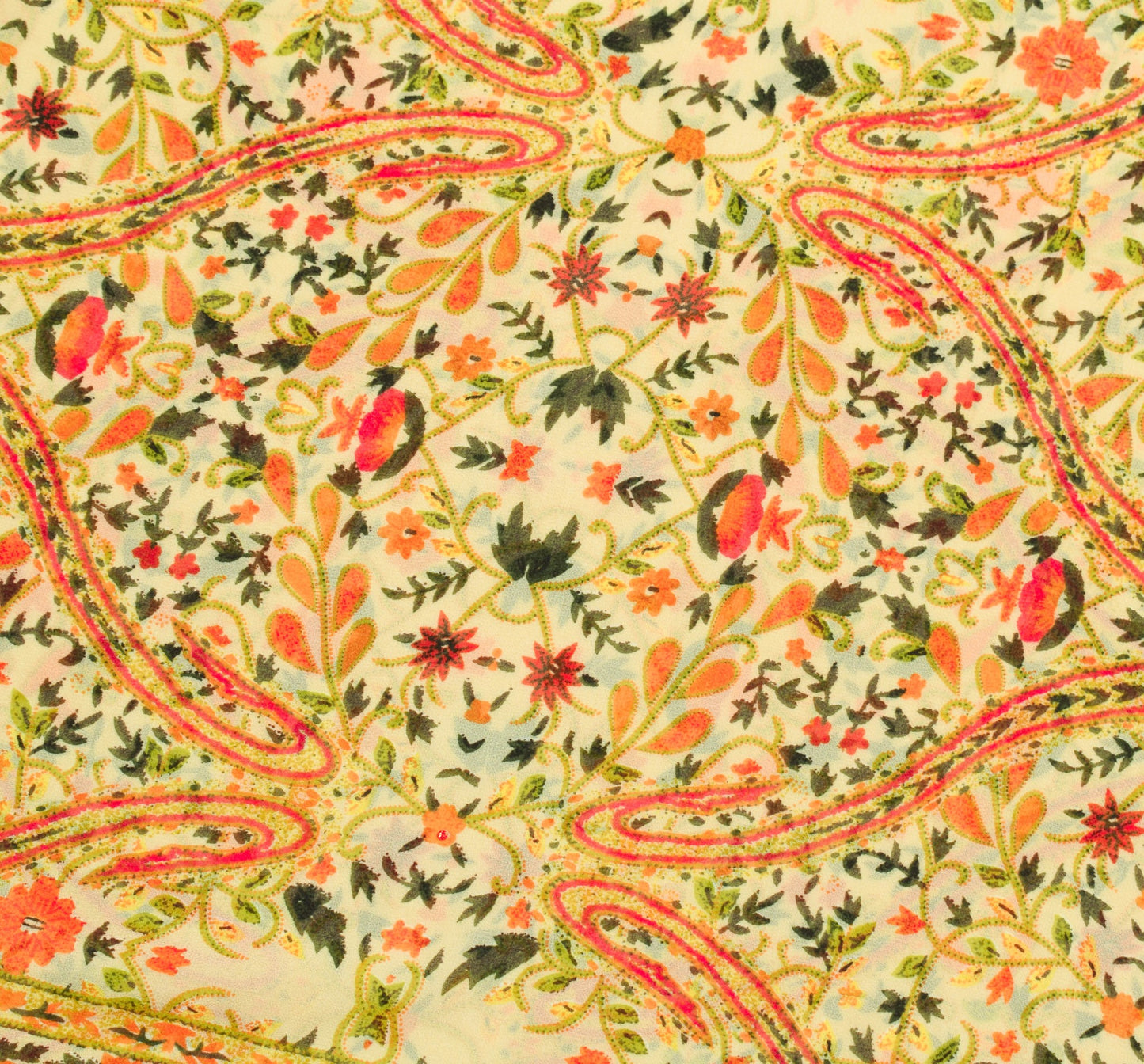 Sushila Vintage Saree Pure Georgette Silk Printed Cream Floral Daily Wear Fabric