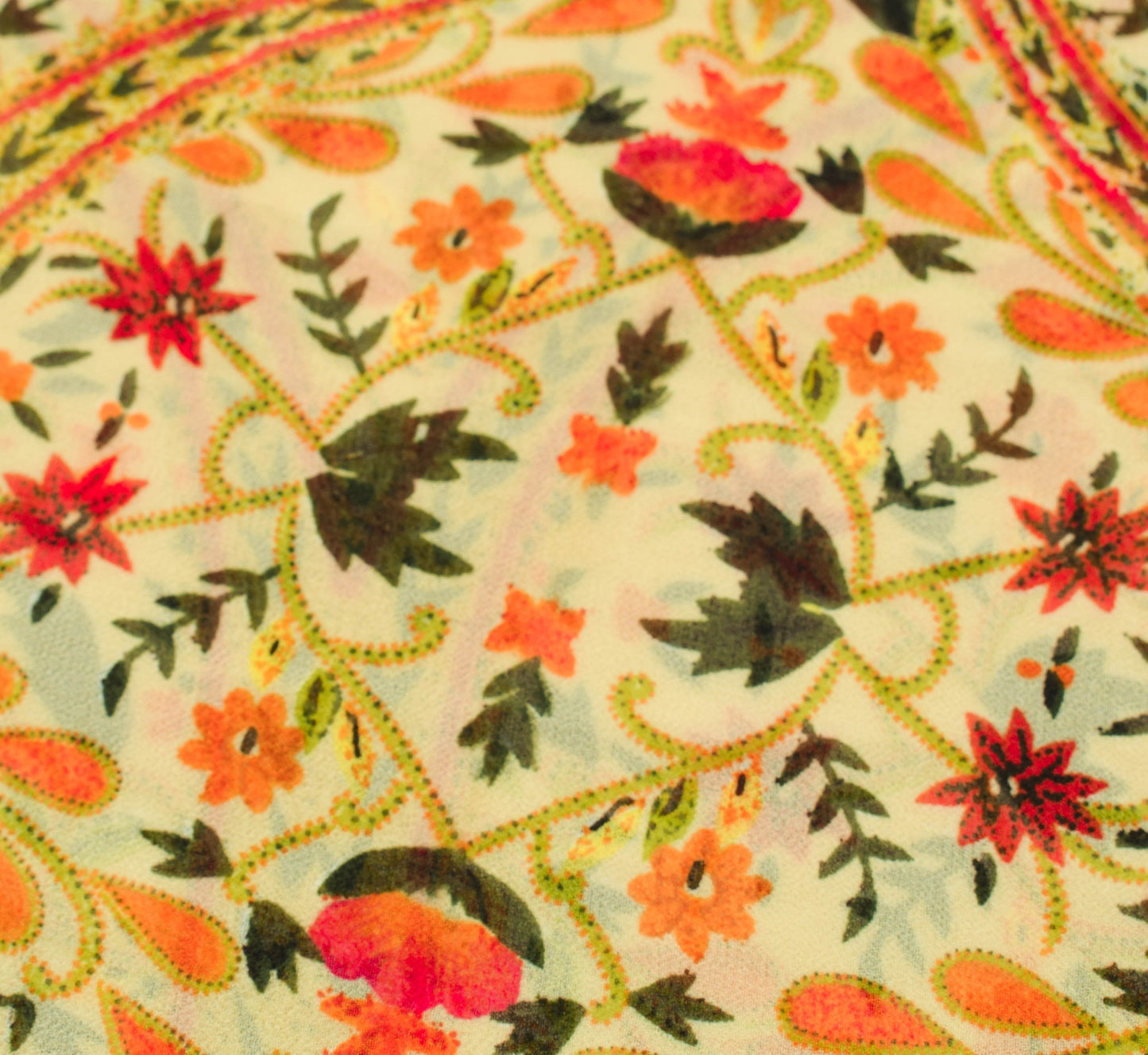 Sushila Vintage Saree Pure Georgette Silk Printed Cream Floral Daily Wear Fabric