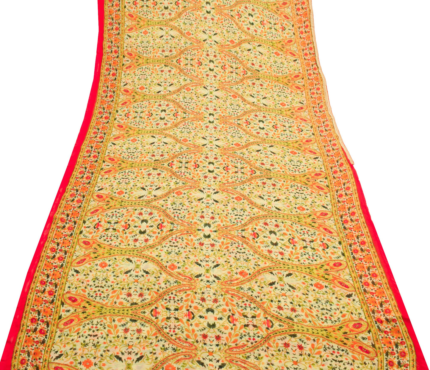 Sushila Vintage Saree Pure Georgette Silk Printed Cream Floral Daily Wear Fabric