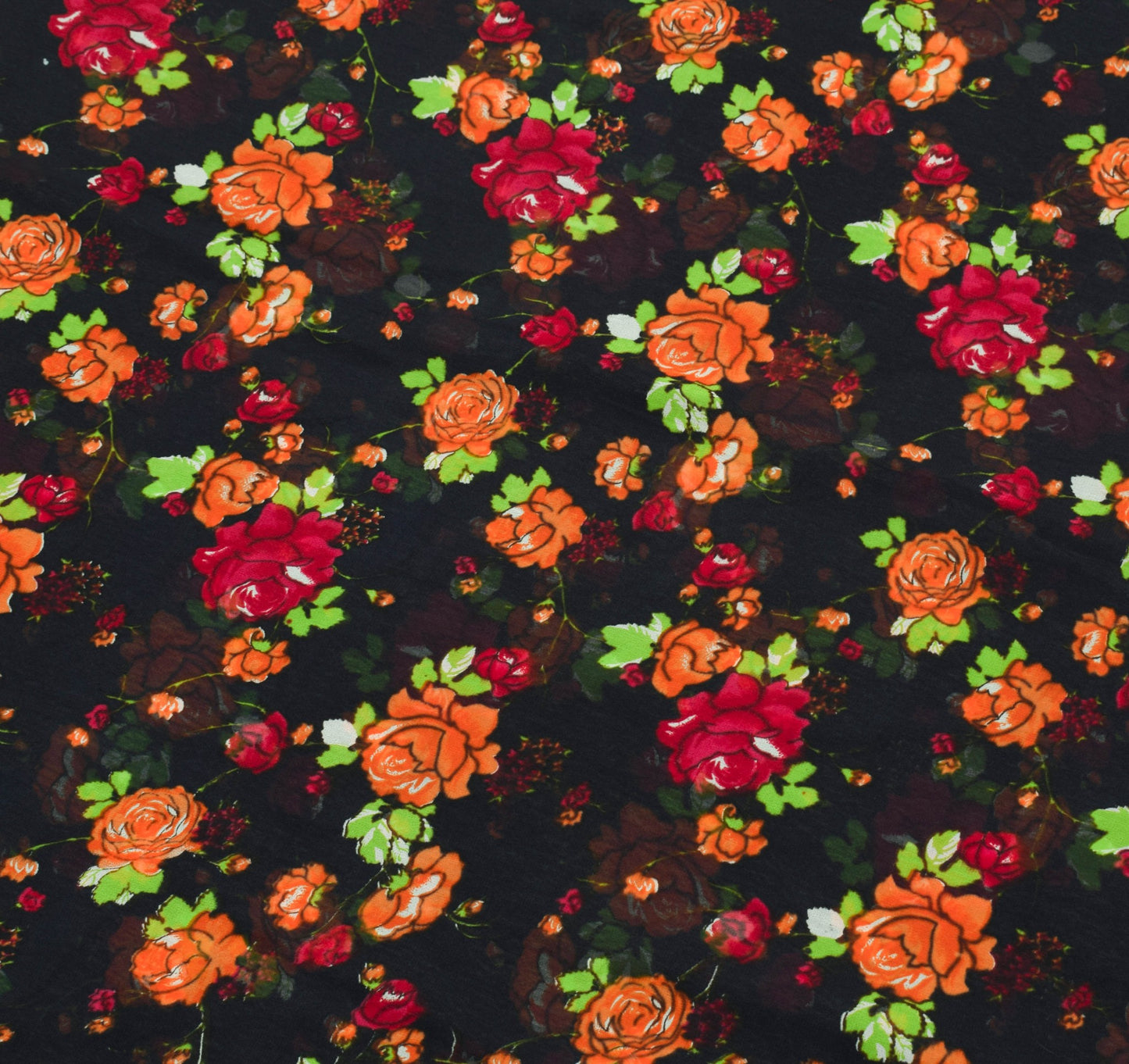 Sushila Vintage Black Floral Saree 100% Pure Georgette Silk Printed Craft Fabric