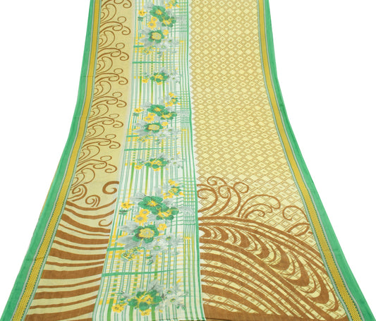 Sushila Vintage Saree 100% Pure Cotton Printed Multi-Color Soft Craft Fabric