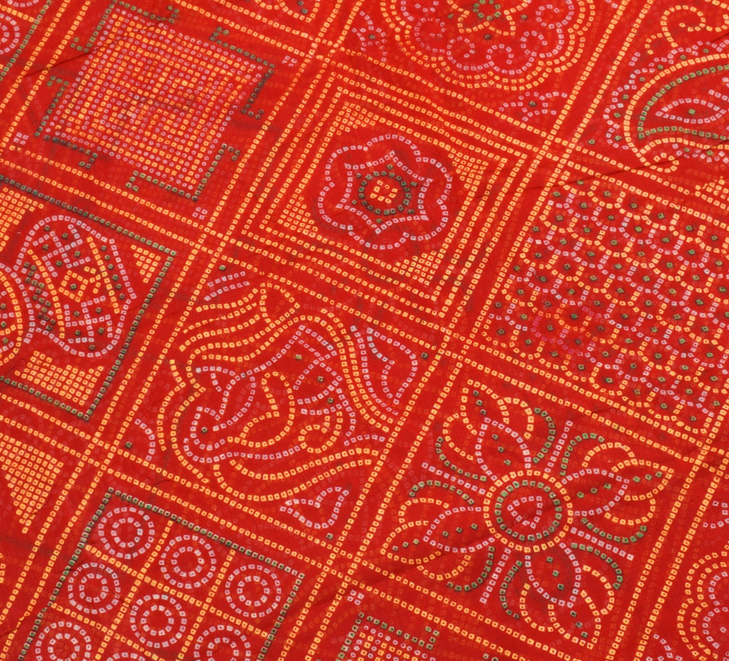 Sushila Vintage Traditional Bandhni Chunari Saree Red Pure Cotton Printed Fabric