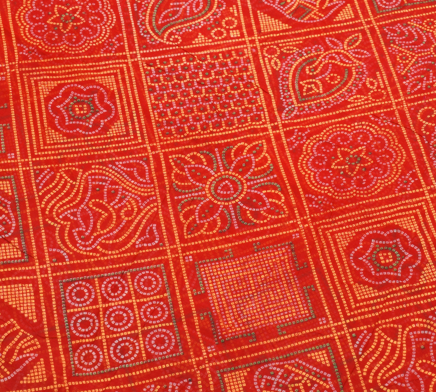 Sushila Vintage Traditional Bandhni Chunari Saree Red Pure Cotton Printed Fabric