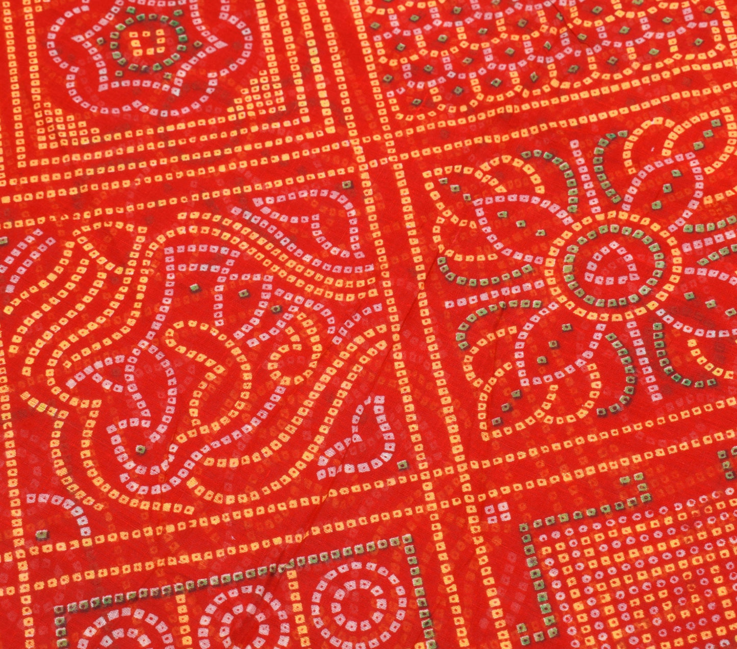 Sushila Vintage Traditional Bandhni Chunari Saree Red Pure Cotton Printed Fabric