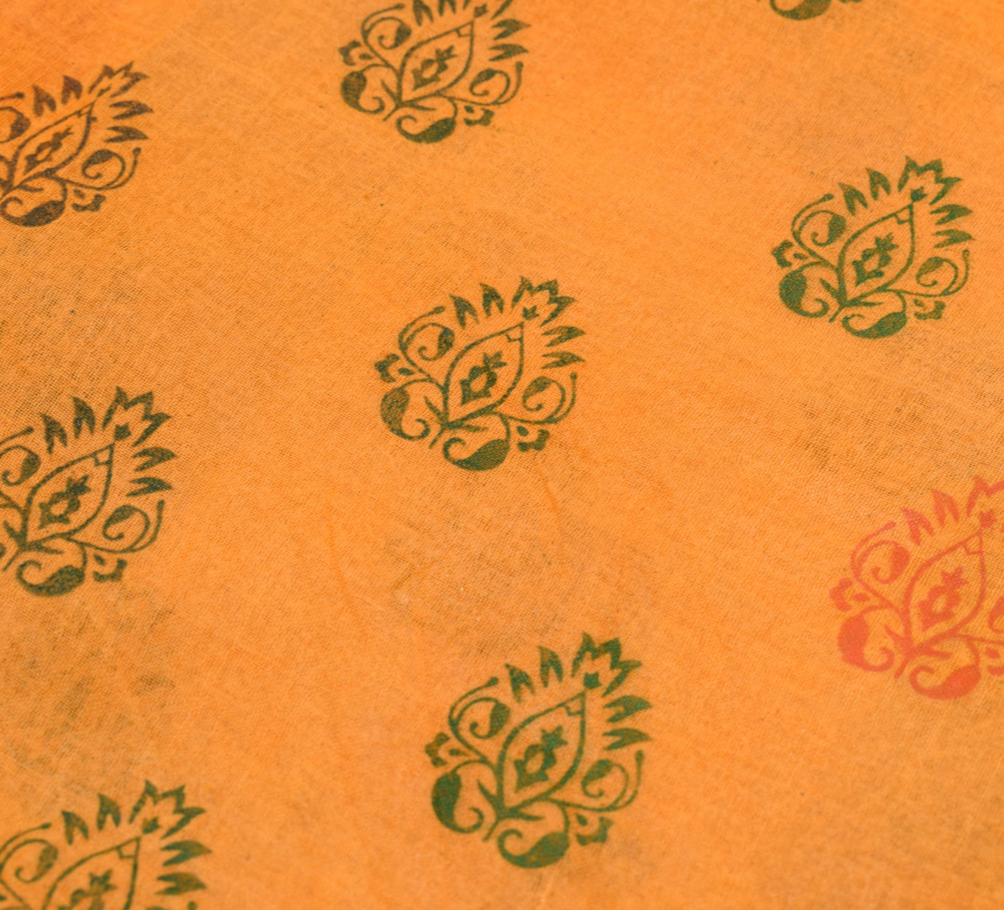 Sushila Vintage Orange Saree 100% Pure Cotton Printed Traditional Craft Fabric