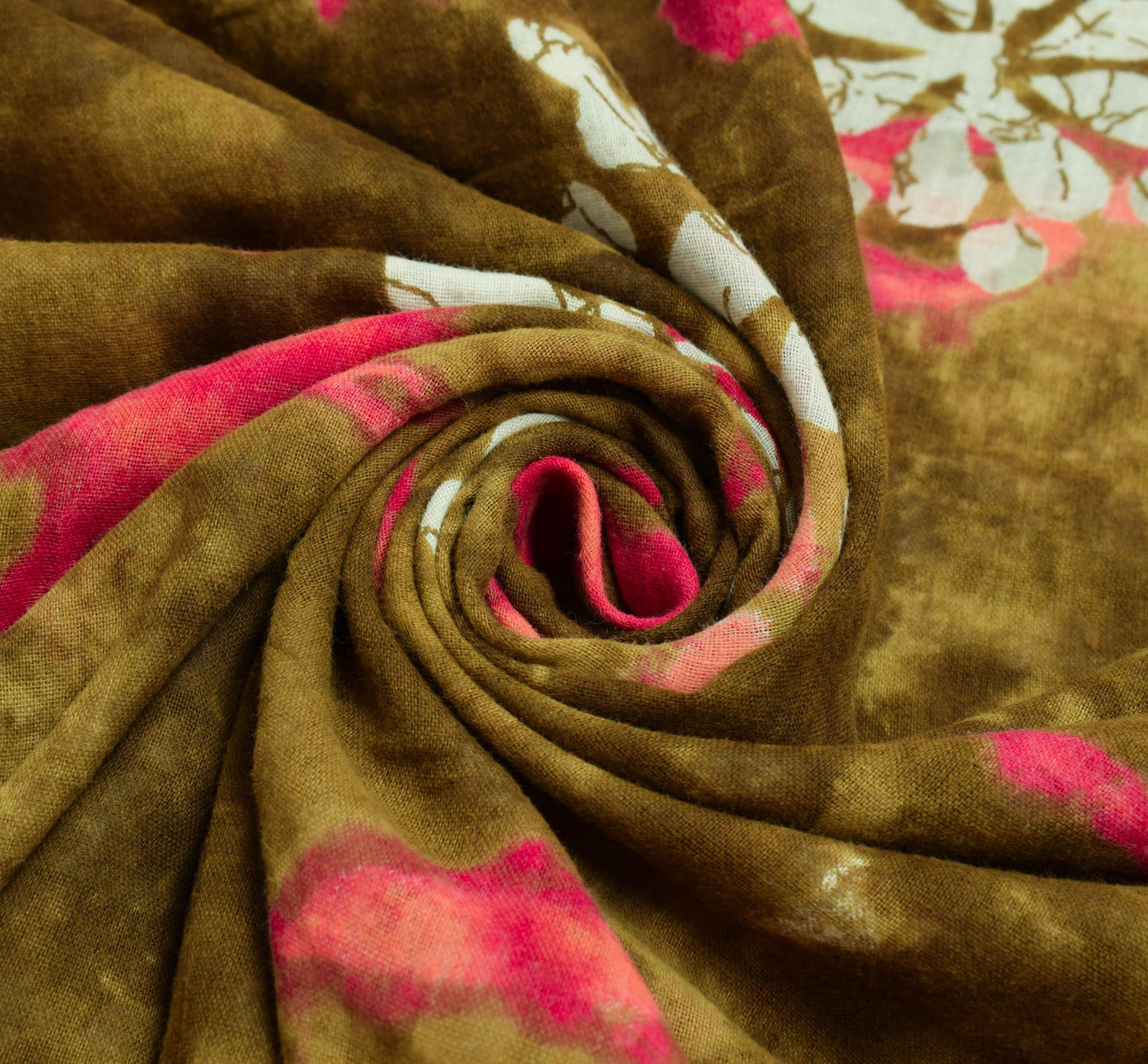 Sushila Vintage Green Saree 100% Pure Cotton Batik Printed Soft Craft Fabric