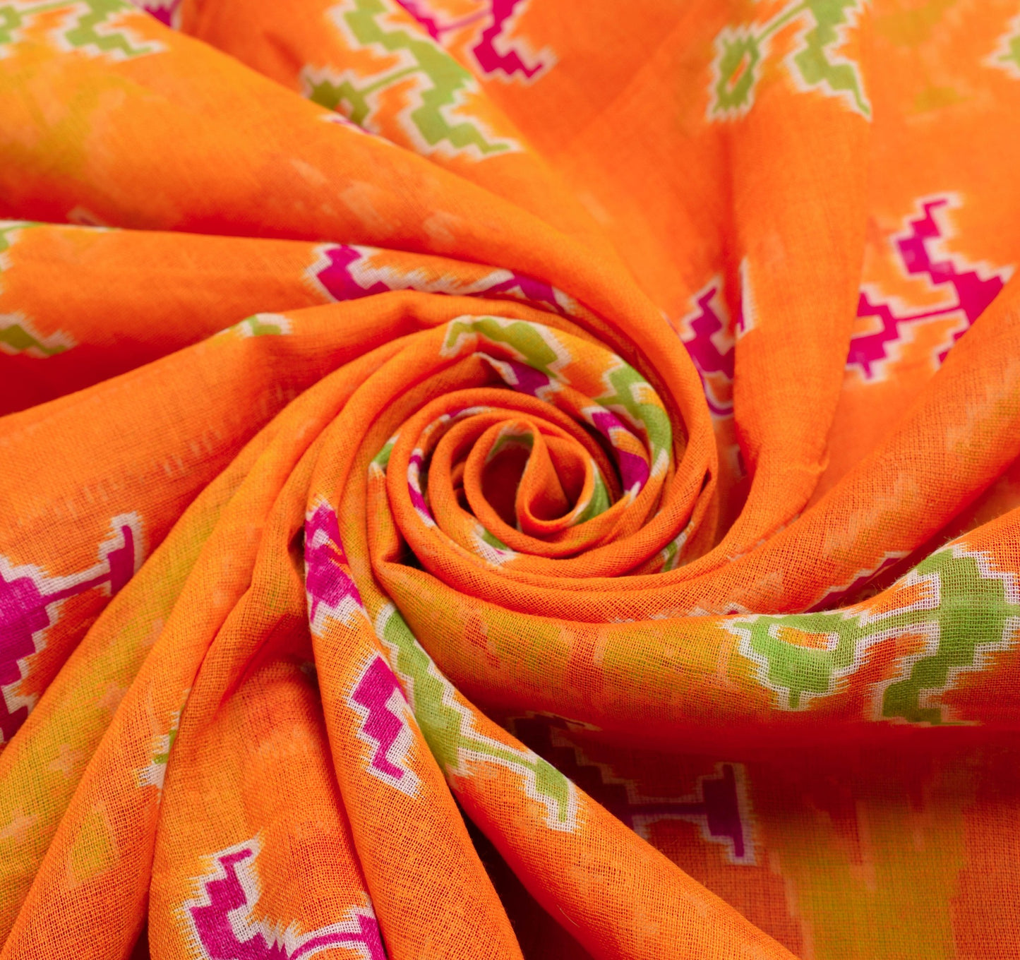 Sushila Vintage Orange Saree 100% Pure Cotton Printed Women Soft Craft Fabric