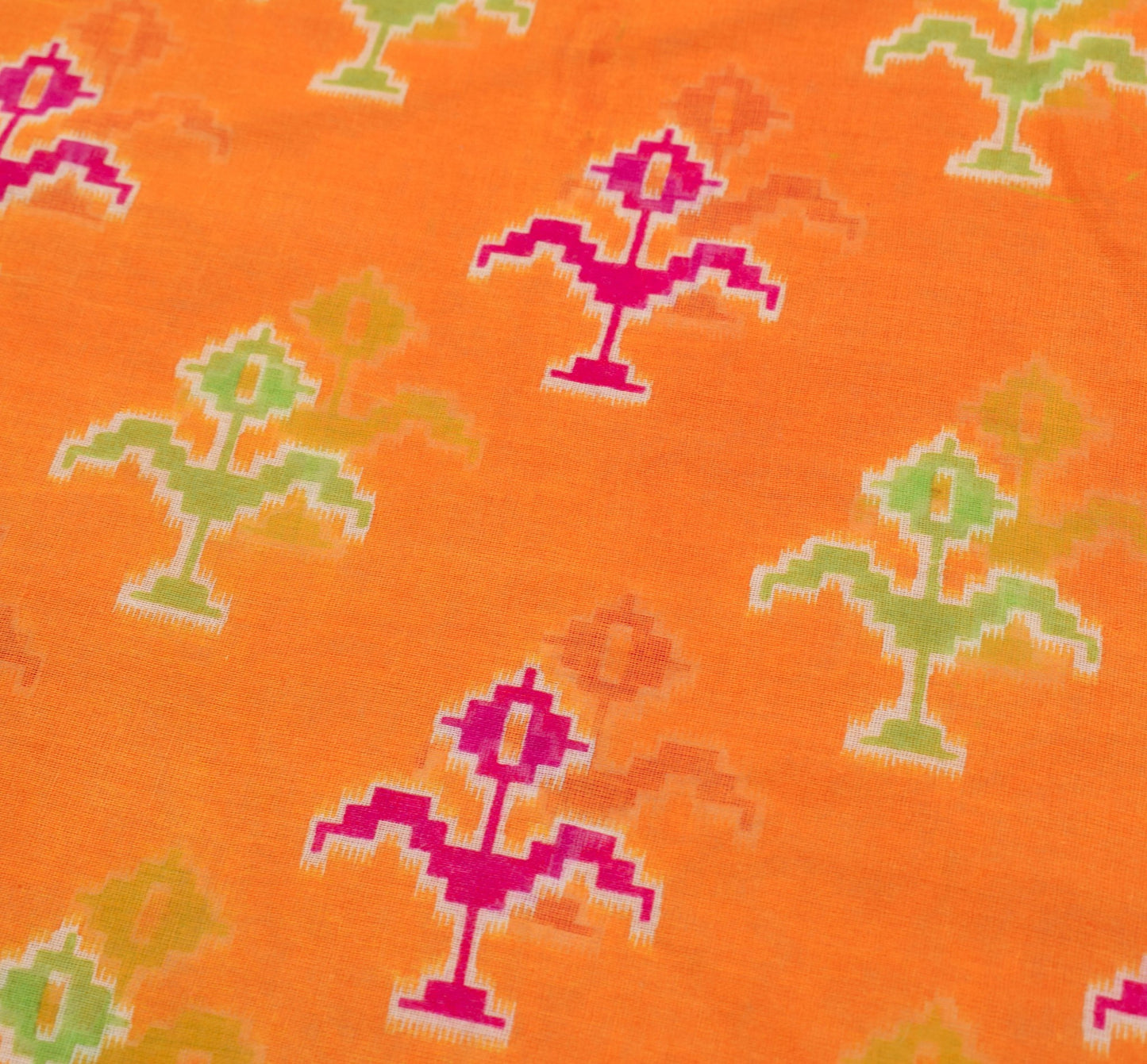 Sushila Vintage Orange Saree 100% Pure Cotton Printed Women Soft Craft Fabric