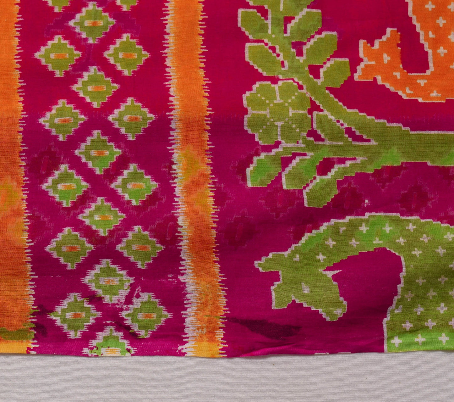 Sushila Vintage Orange Saree 100% Pure Cotton Printed Women Soft Craft Fabric
