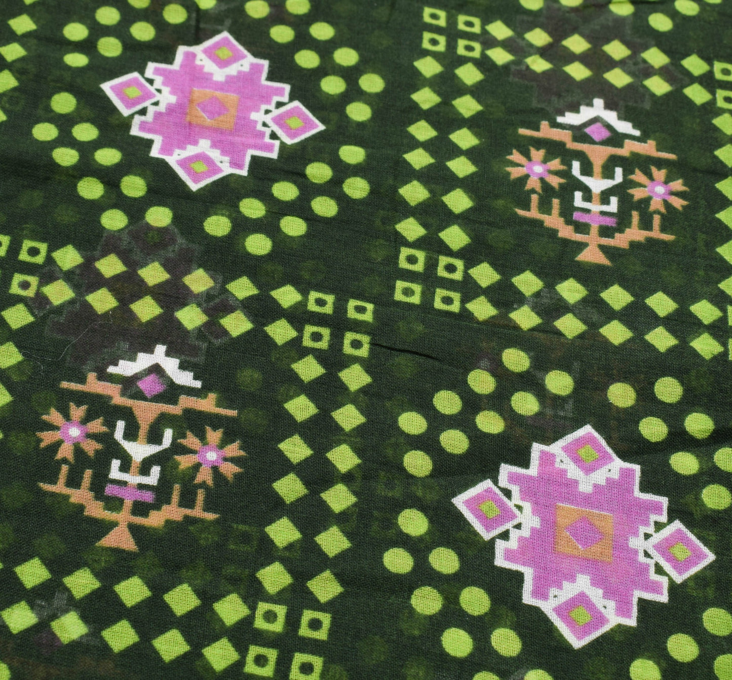 Sushila Vintage Dark Green Saree 100% Pure Cotton Printed Soft Craft Fabric