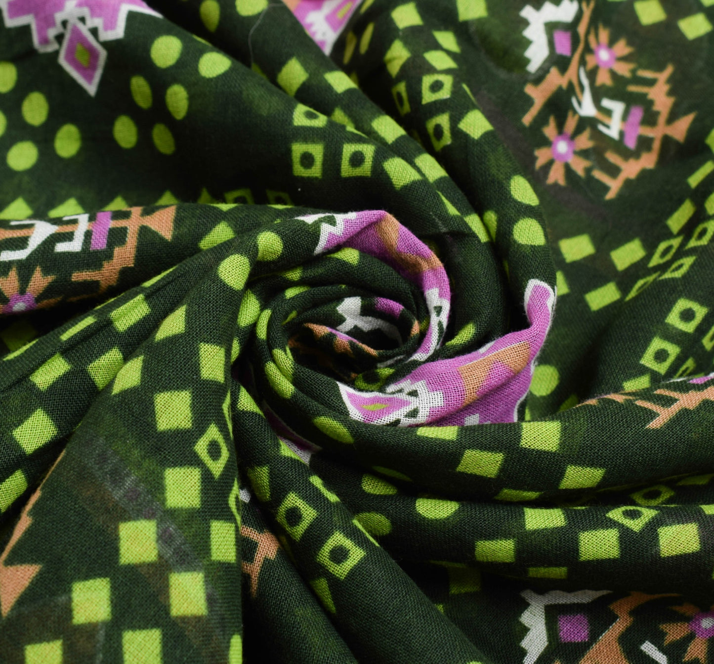 Sushila Vintage Dark Green Saree 100% Pure Cotton Printed Soft Craft Fabric