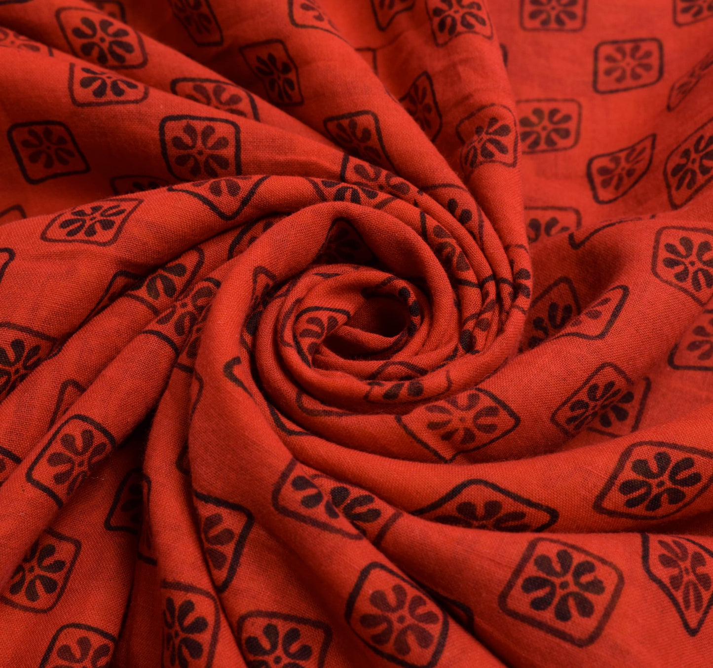 Sushila Vintage Red Yellow Saree Floral Pure Cotton Printed Soft Craft Fabric