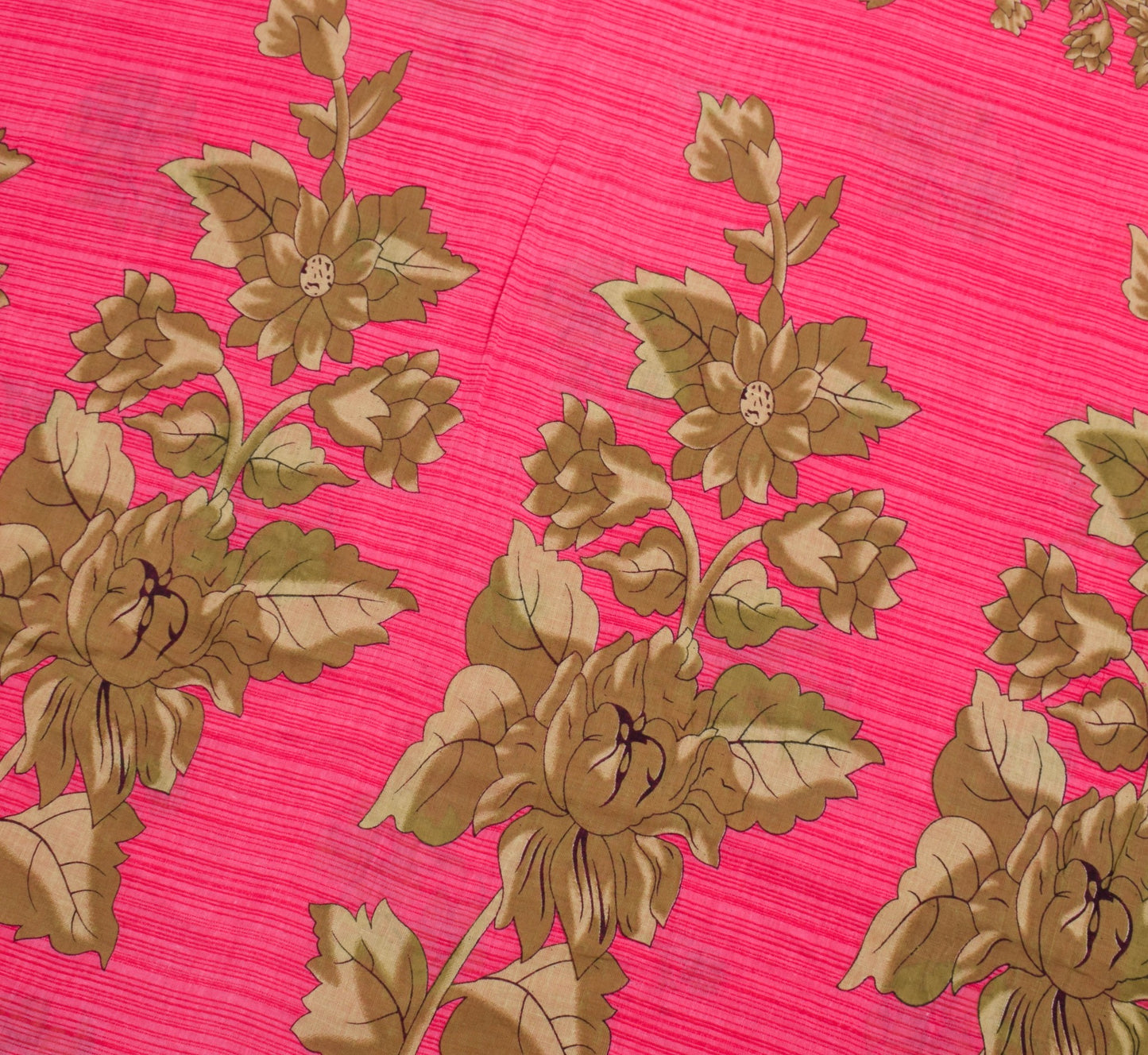 Sushila Vintage Saree 100% Pure Cotton Printed Pink Floral Soft Craft Fabric