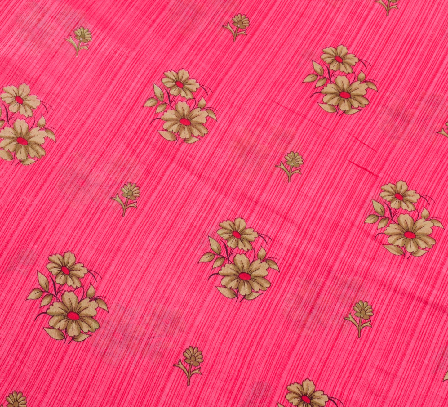 Sushila Vintage Saree 100% Pure Cotton Printed Pink Floral Soft Craft Fabric