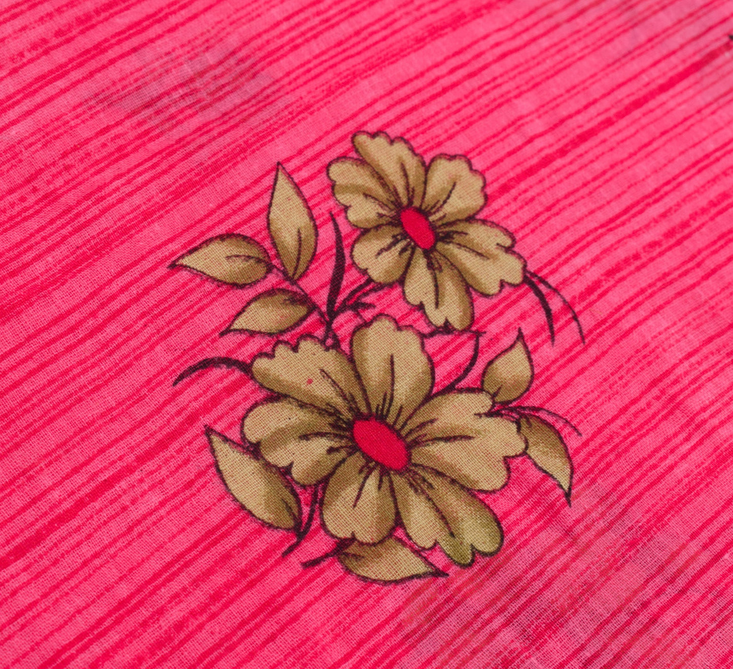 Sushila Vintage Saree 100% Pure Cotton Printed Pink Floral Soft Craft Fabric