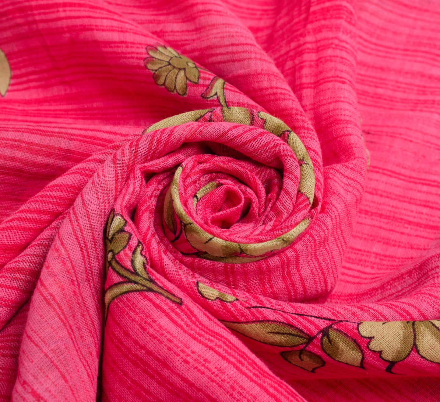 Sushila Vintage Saree 100% Pure Cotton Printed Pink Floral Soft Craft Fabric