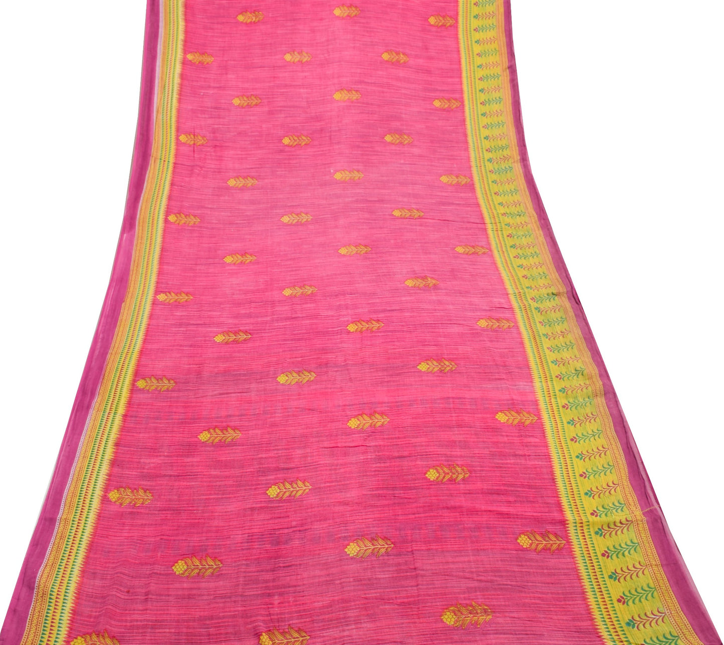 Sushila Vintage Magenta Floral Saree 100% Pure Cotton Printed Soft Craft Fabric