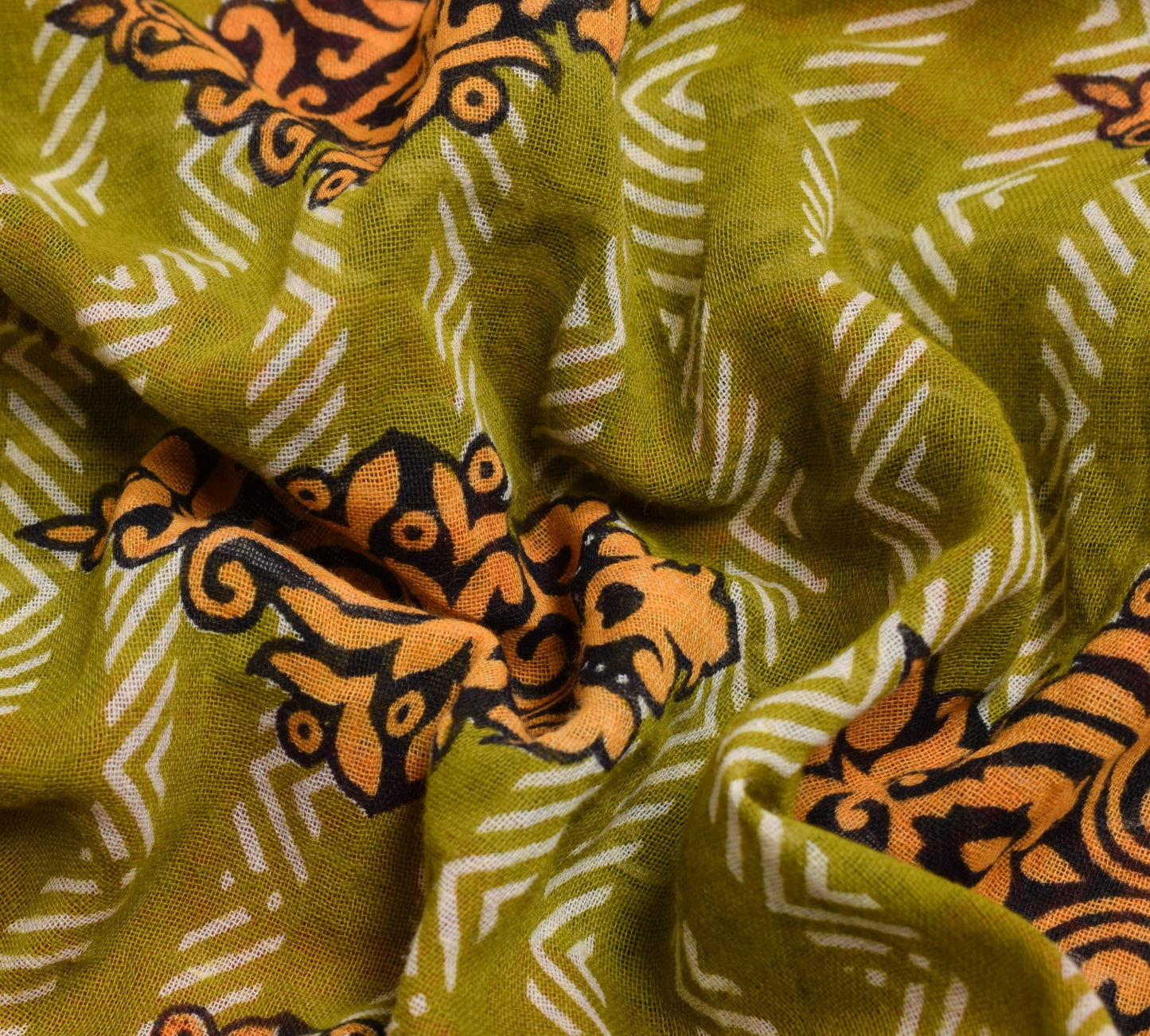Sushila Vintage Red Green Saree 100%Pure Cotton Printed Floral Soft Craft Fabric