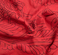 Sushila Vintage Saree 100% Pure Cotton Red Kalamkari Printed Soft Craft Fabric
