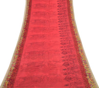 Sushila Vintage Saree 100% Pure Cotton Red Kalamkari Printed Soft Craft Fabric