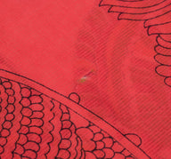 Sushila Vintage Saree 100% Pure Cotton Red Kalamkari Printed Soft Craft Fabric
