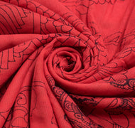 Sushila Vintage Saree 100% Pure Cotton Red Kalamkari Printed Soft Craft Fabric