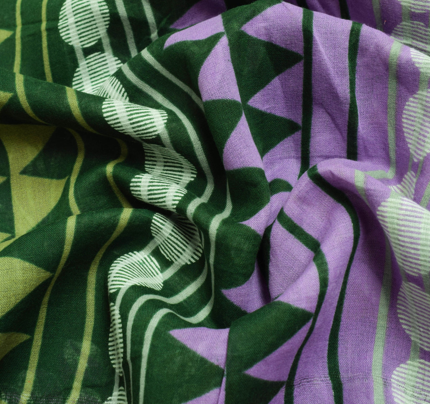 Sushila Vintage Green Purple Saree 100% Pure Cotton Printed Floral Craft Fabric