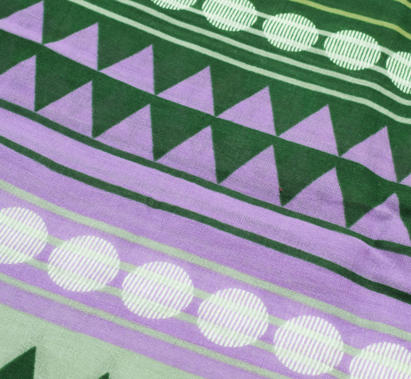 Sushila Vintage Green Purple Saree 100% Pure Cotton Printed Floral Craft Fabric