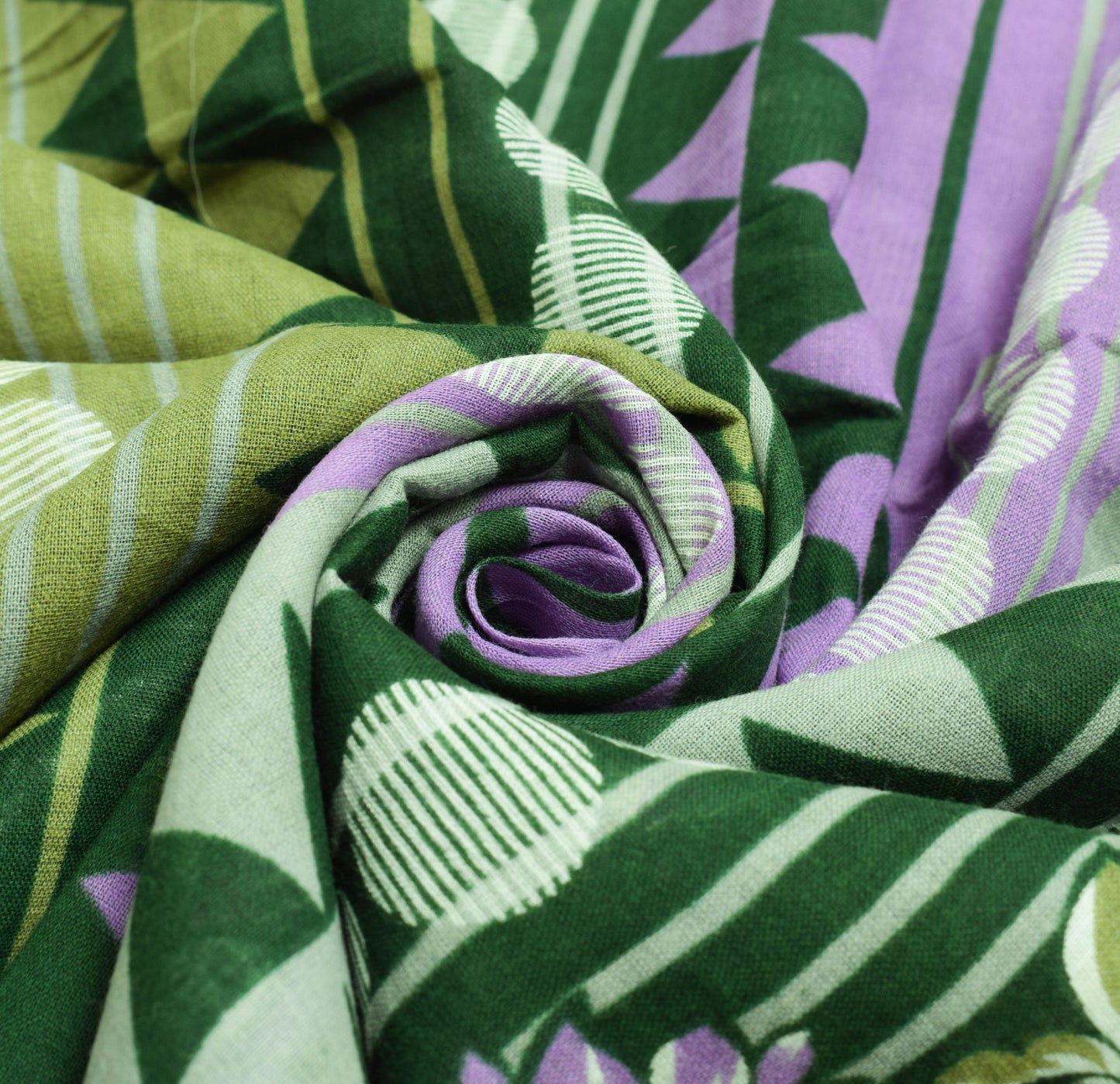 Sushila Vintage Green Purple Saree 100% Pure Cotton Printed Floral Craft Fabric
