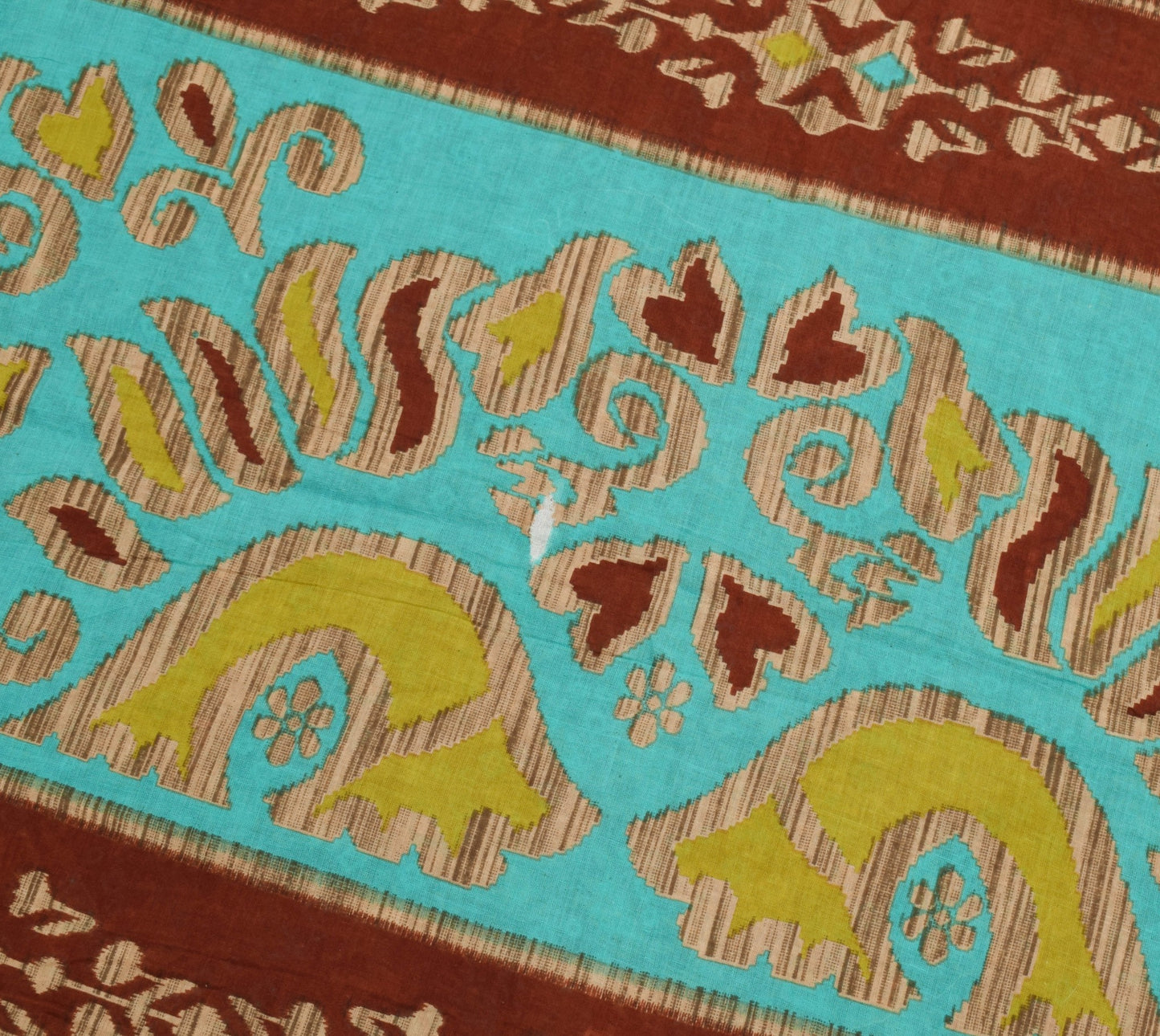 Sushila Vintage Brown Saree Pure Cotton Birds Animal Printed Soft Craft Fabric
