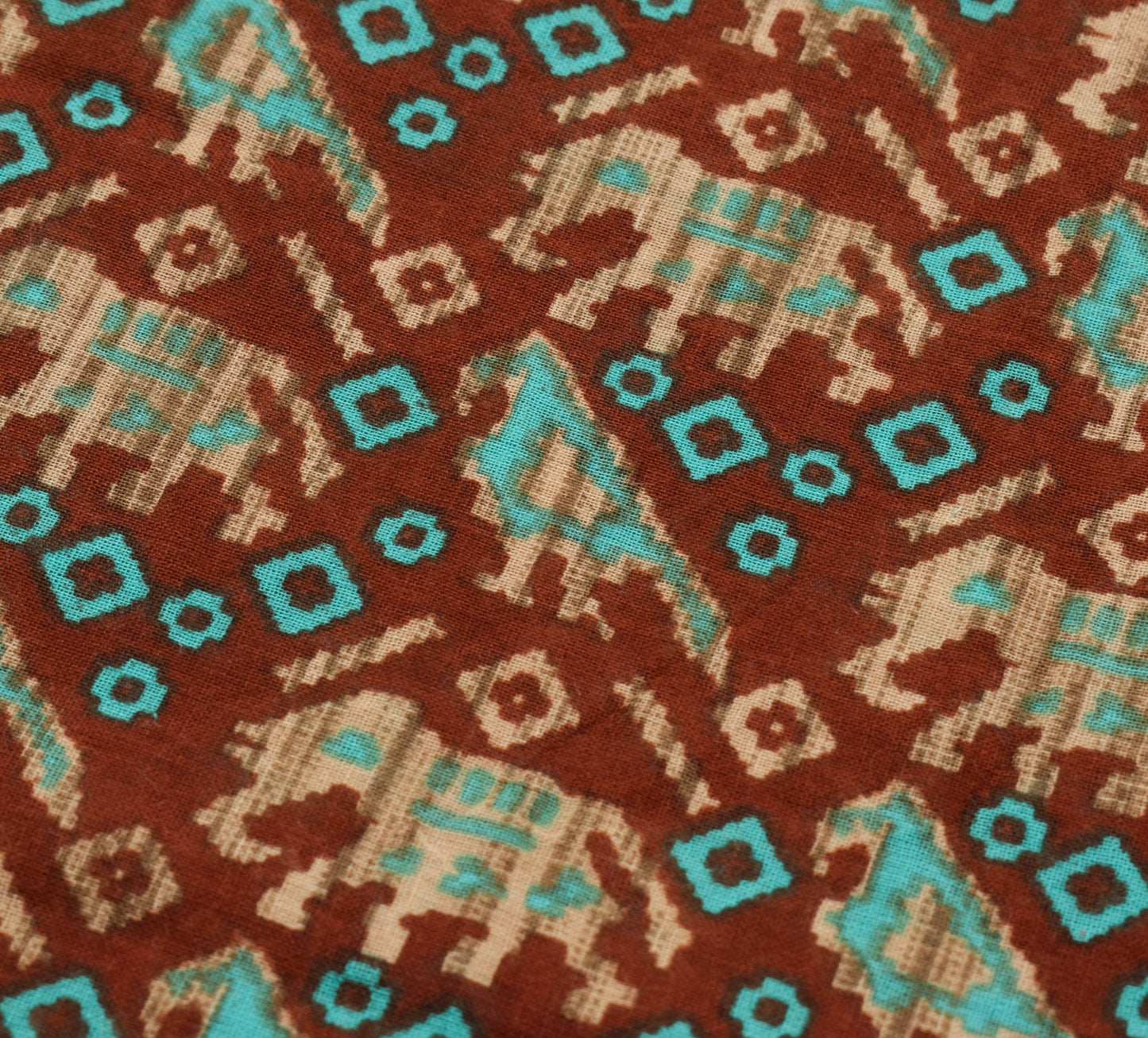 Sushila Vintage Brown Saree Pure Cotton Birds Animal Printed Soft Craft Fabric