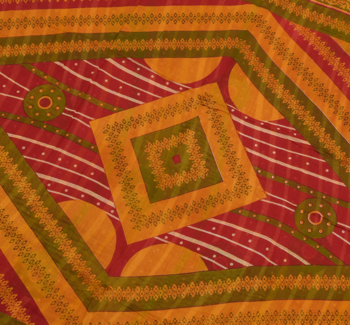 Sushila Vintage Red Daily Wear Saree 100% Pure Cotton Printed Soft Craft Fabric