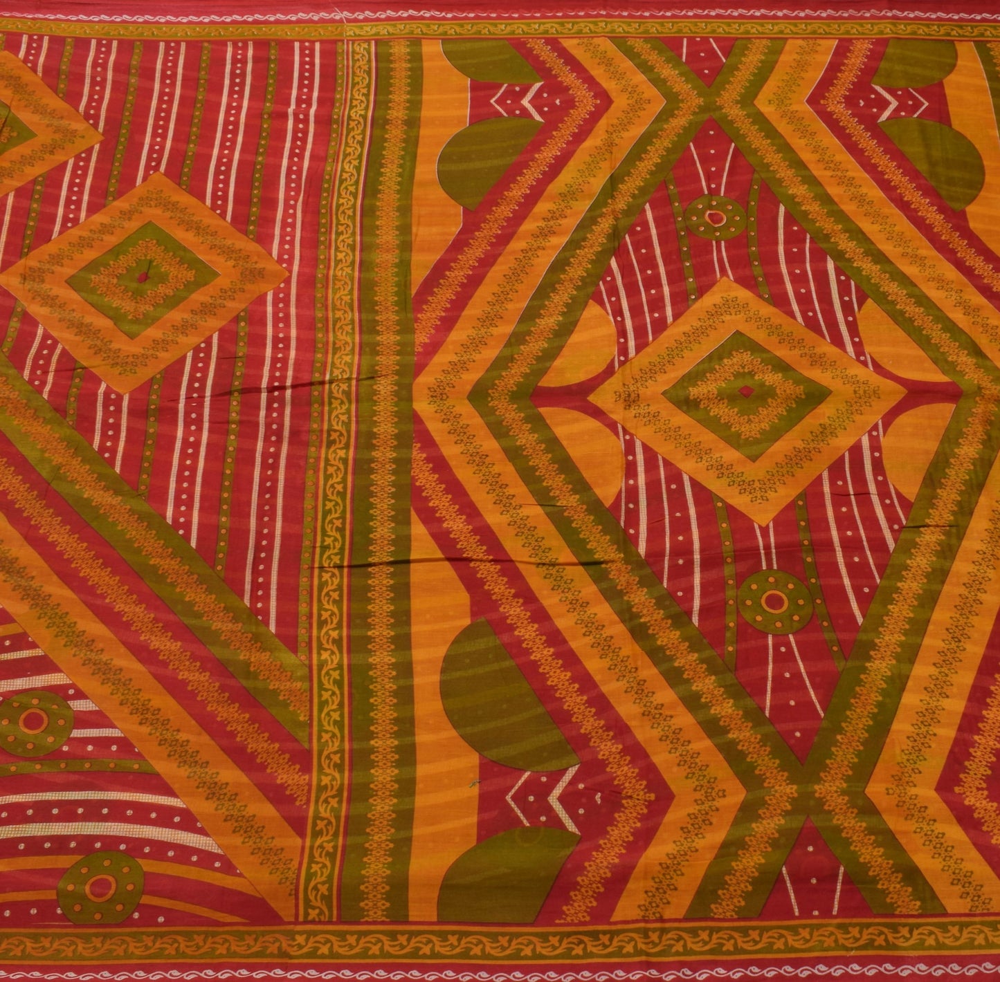 Sushila Vintage Red Daily Wear Saree 100% Pure Cotton Printed Soft Craft Fabric