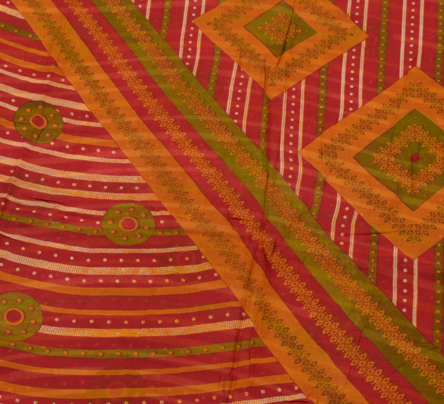 Sushila Vintage Red Daily Wear Saree 100% Pure Cotton Printed Soft Craft Fabric