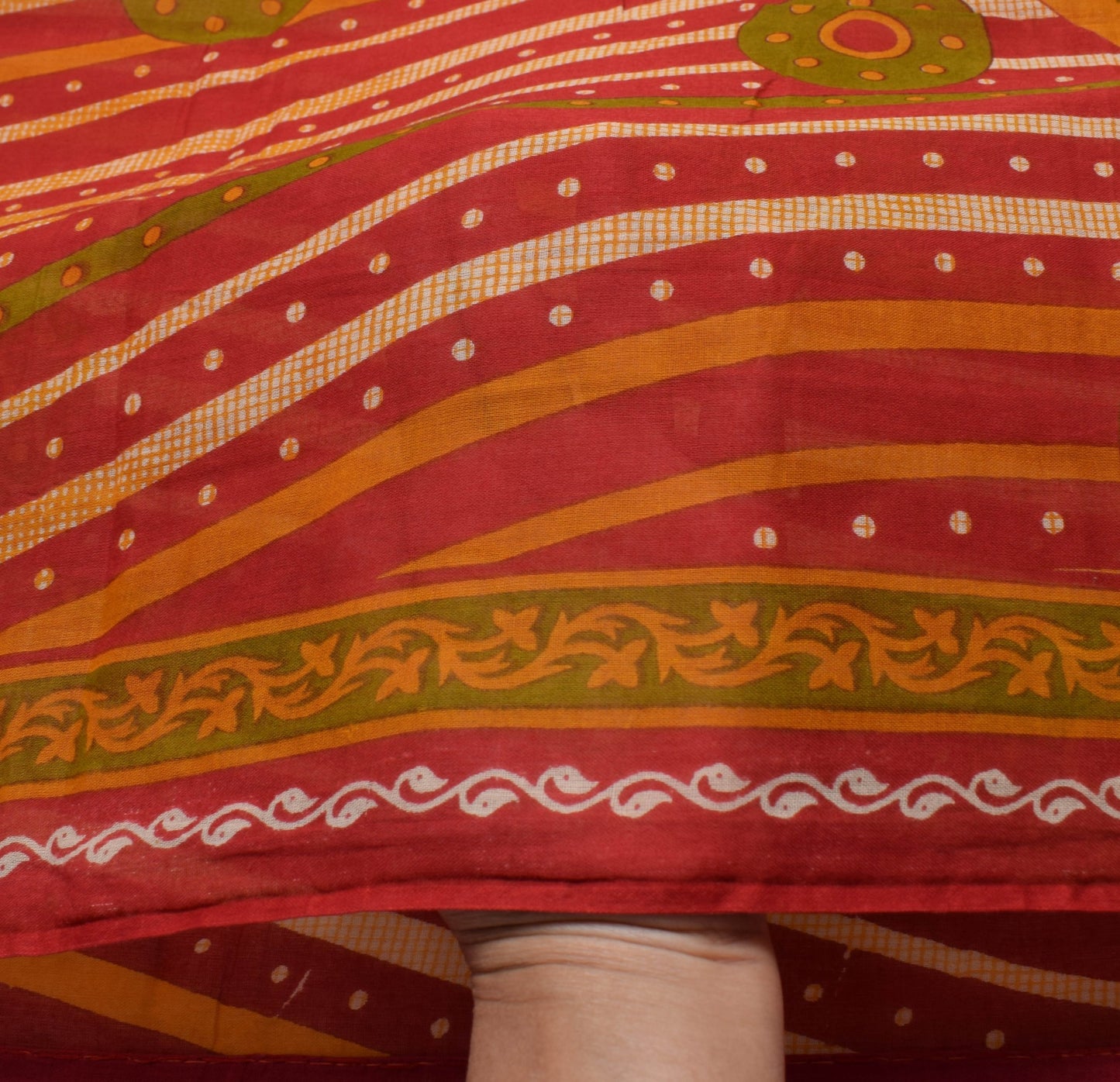 Sushila Vintage Red Daily Wear Saree 100% Pure Cotton Printed Soft Craft Fabric