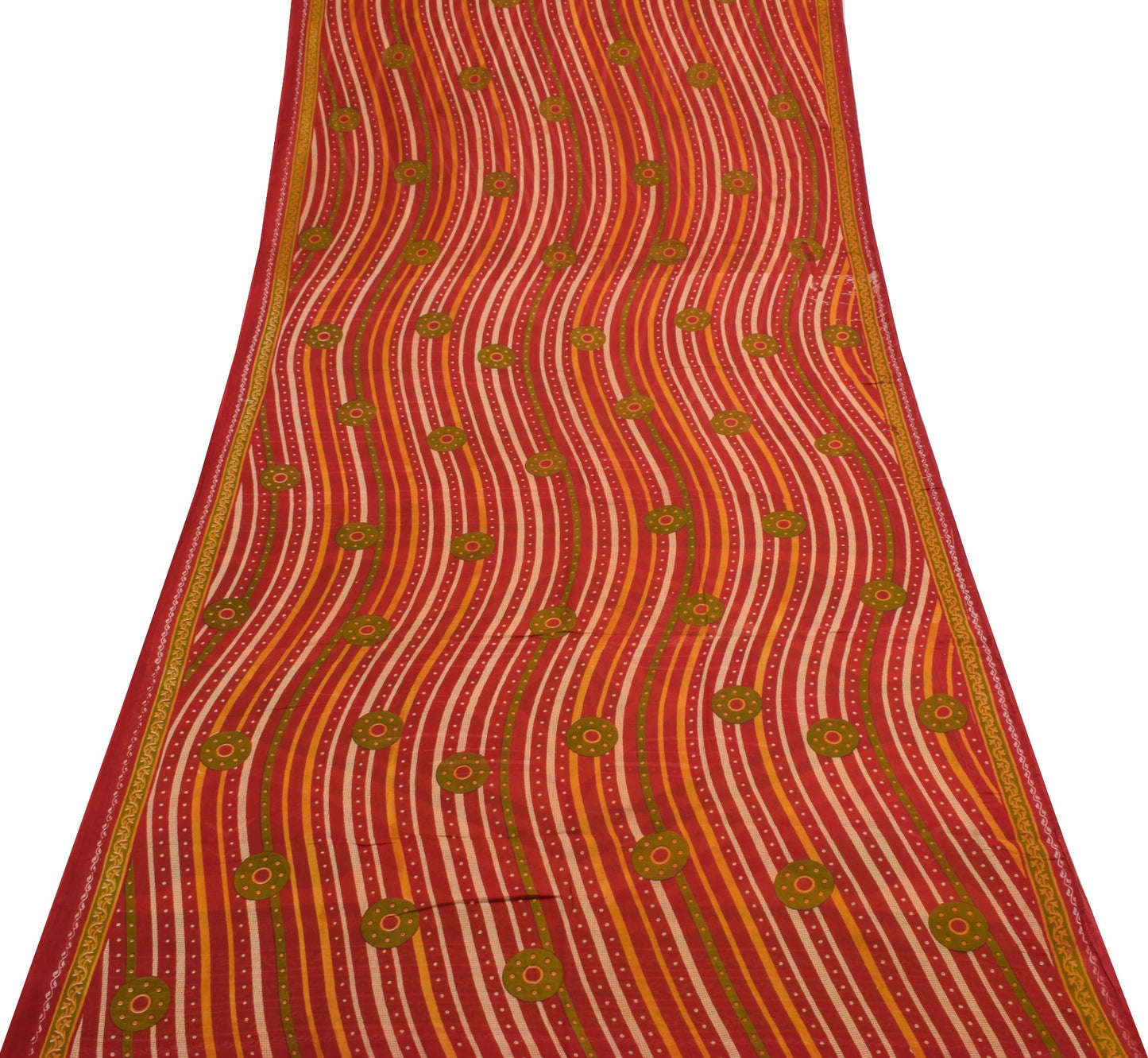 Sushila Vintage Red Daily Wear Saree 100% Pure Cotton Printed Soft Craft Fabric